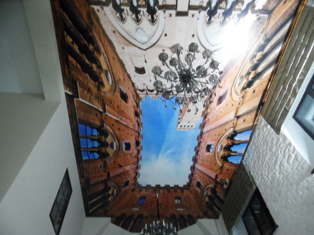 Printed stretch ceiling with 